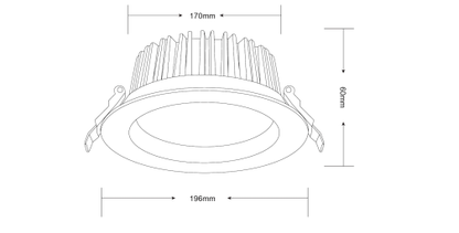 INFINITE 301 20W COB Tri Colour Dimmable LED Downlight 170mm cut out Dropli, LED Downlight, infinite-301-20w
