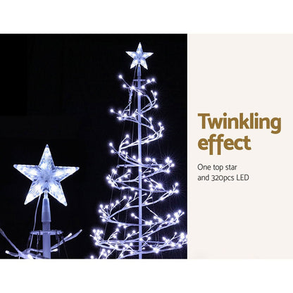 Christmas Tree 1.8M 320 LED Xmas Cold White Lights Optic Fibre-Occasions > Christmas-Dropli