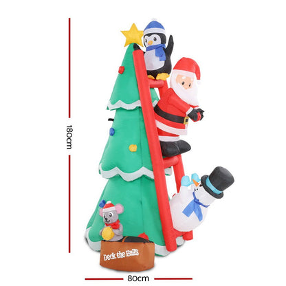 Inflatable Christmas Tree Santa 1.8M Decorations Outdoor LED Light-Occasions > Christmas-Dropli