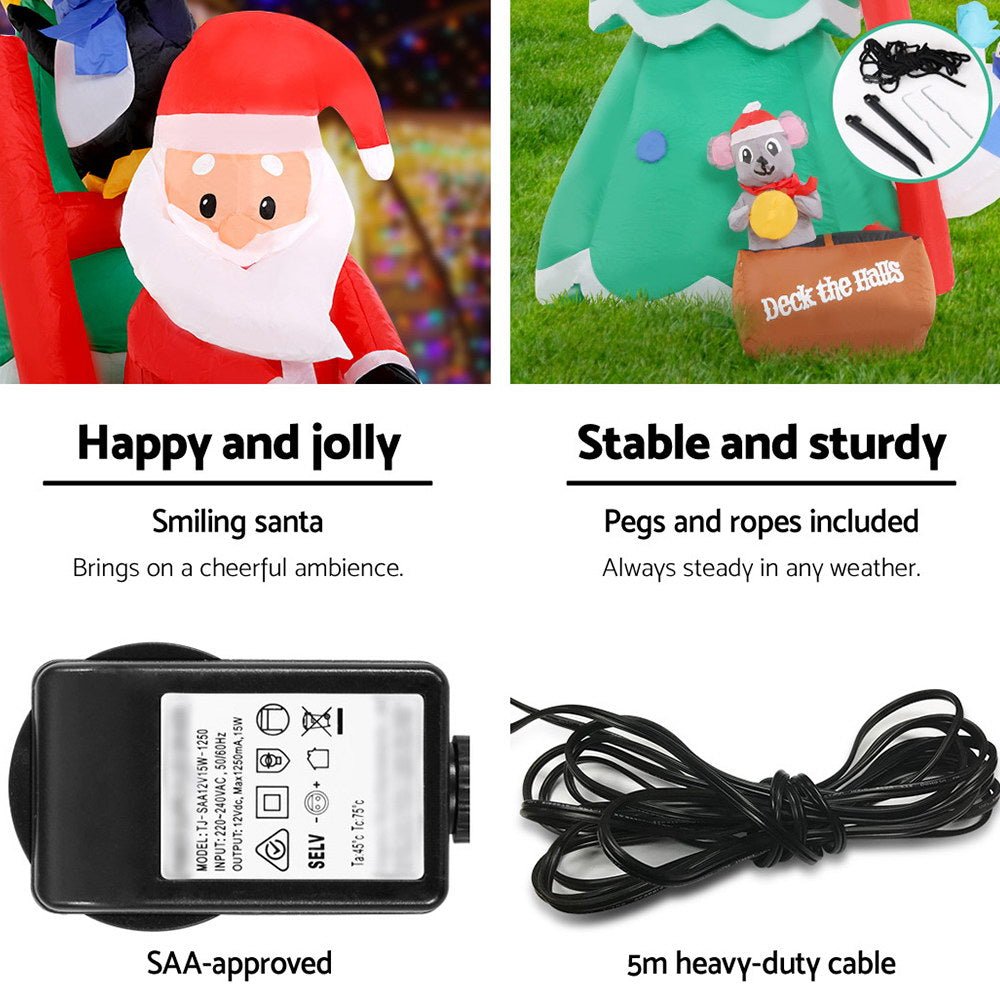 Inflatable Christmas Tree Santa 1.8M Decorations Outdoor LED Light-Occasions > Christmas-Dropli