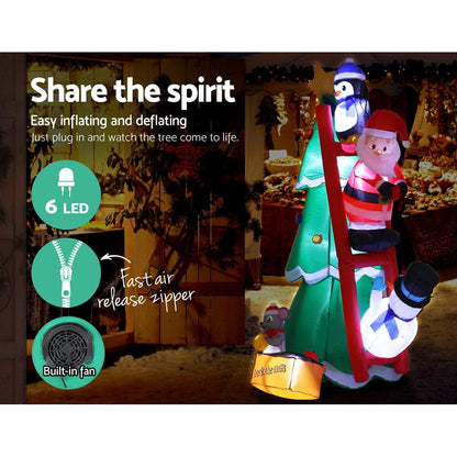 Inflatable Christmas Tree Santa 1.8M Decorations Outdoor LED Light-Occasions > Christmas-Dropli