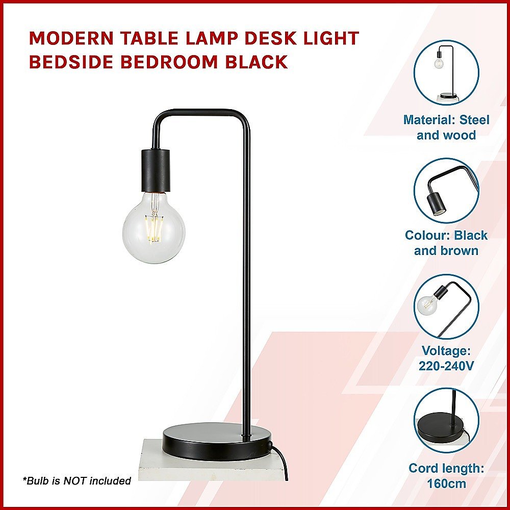 Modern Table lamp Desk Light Bedside Bedroom Black-Home & Garden > Lighting-Dropli