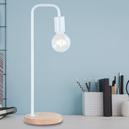 Modern Table lamp Desk Light Timber Base Bedside Bedroom White-Home & Garden > Lighting-Dropli