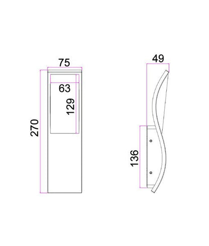 OLA Exterior LED Wavy Rectangular Wall Light White 7W 3000K IP65 - OLA02