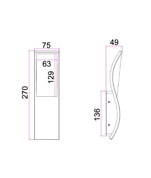 OLA Exterior LED Wavy Rectangular Wall Light White 7W 3000K IP65 - OLA02