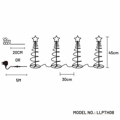 Dual Power Set of 4 Spiral Trees Path Light-Christmas Path Light-Lexi Lighting