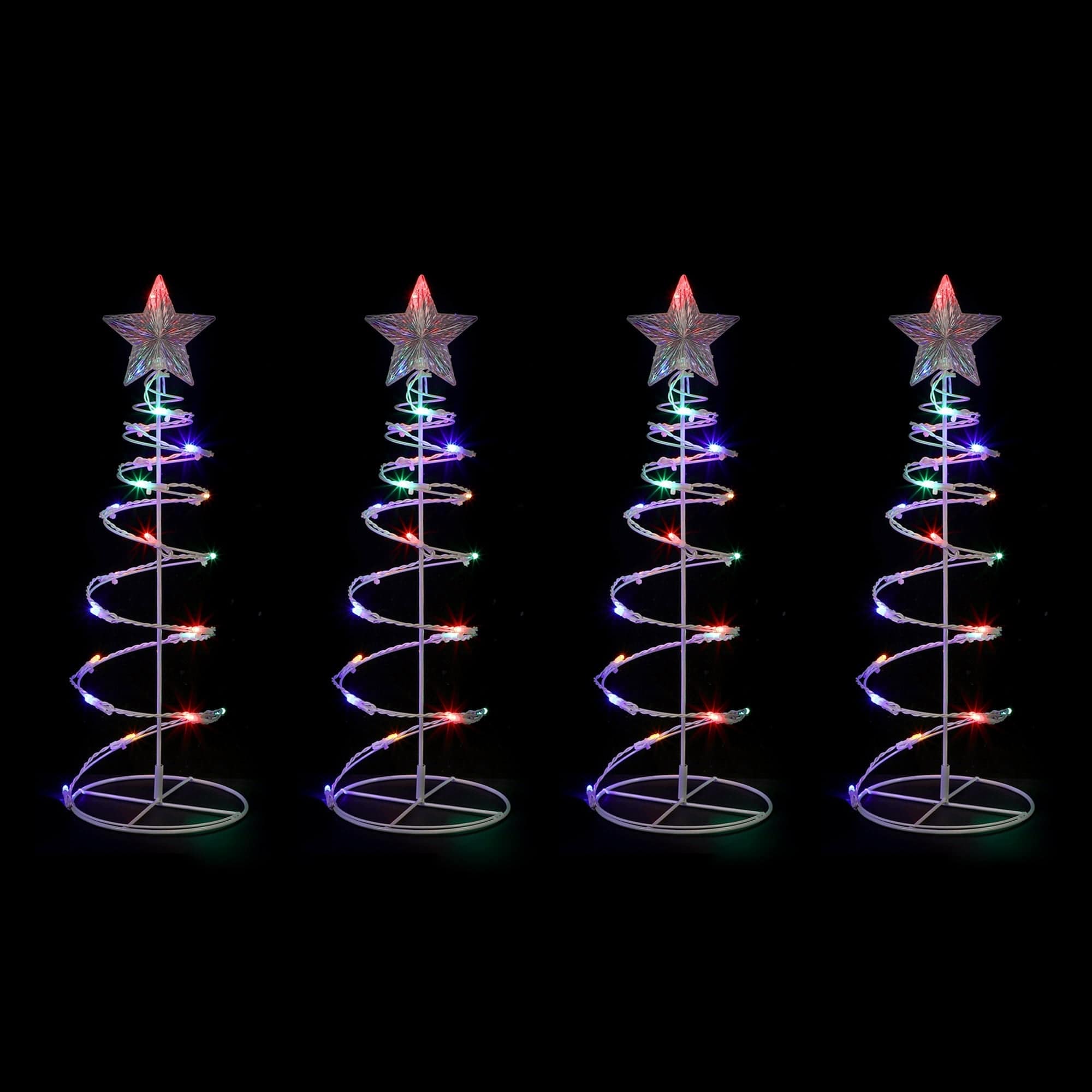 Dual Power Set of 4 Spiral Trees Path Light-Christmas Path Light-Lexi Lighting