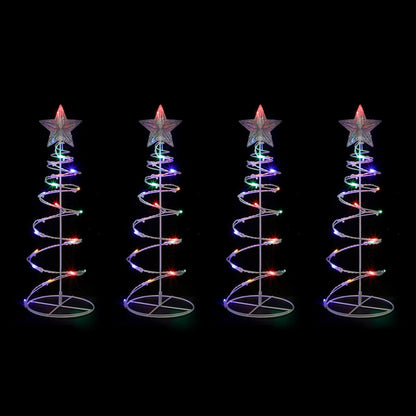 Dual Power Set of 4 Spiral Trees Path Light-Christmas Path Light-Lexi Lighting