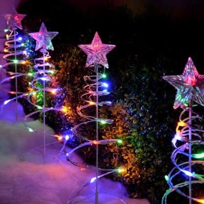 Dual Power Set of 4 Spiral Trees Path Light-Christmas Path Light-Lexi Lighting