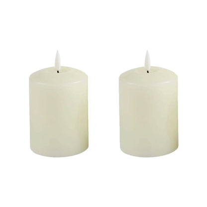 Set of 2 LED Ivory Wax Pillar Candles - 3 Size options-Christmas Table Decoration&Candle-Lexi Lighting