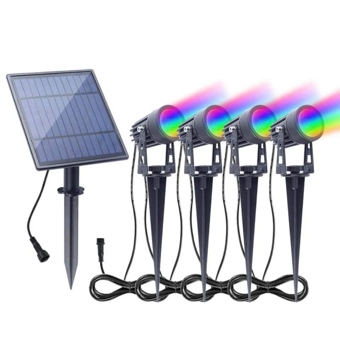 Professional Grade DIY RGB 4 Piece Solar Garden Spike 4 in 1 Kit ...