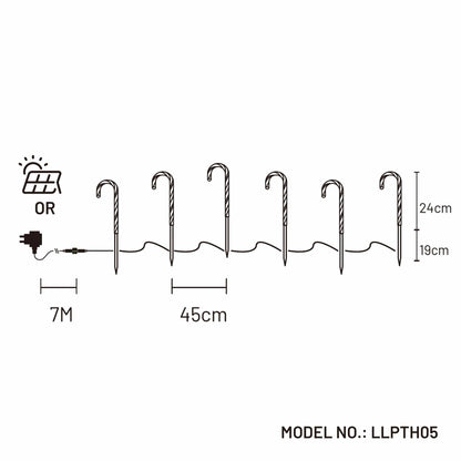 Dual Power Set of 6 LED Candy Cane Stakes-Christmas Path Light-Lexi Lighting