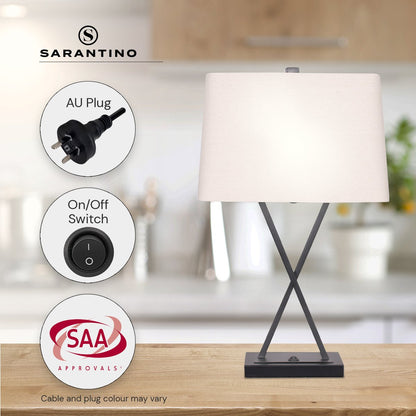 Sarantino Metal Table Lamp Pair Rectangular Shade X Stand-Home & Garden > Lighting-Koala Lamps and Lighting