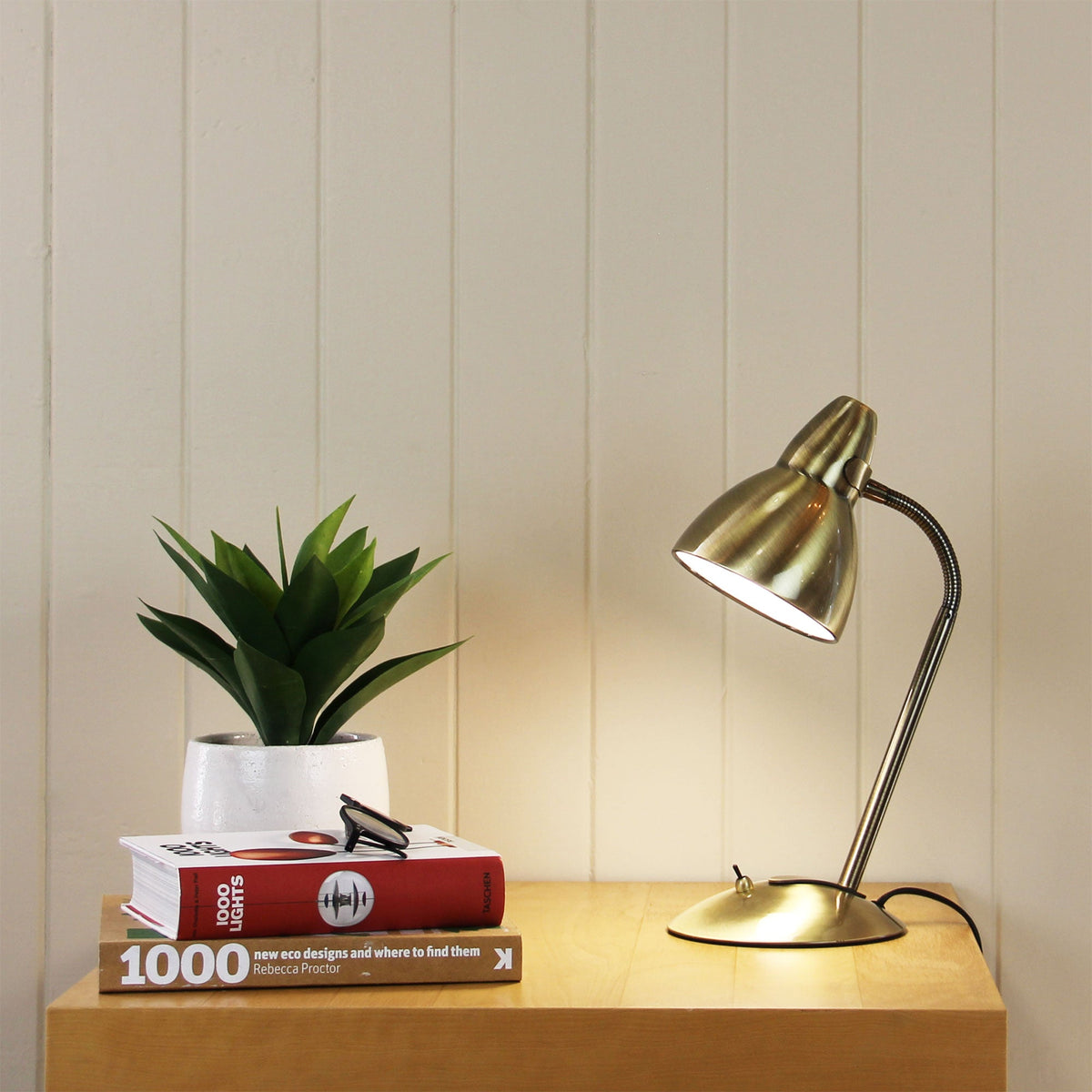 Trax Desk Lamp Antique Brass-TABLE AND FLOOR LAMPS-Oriel