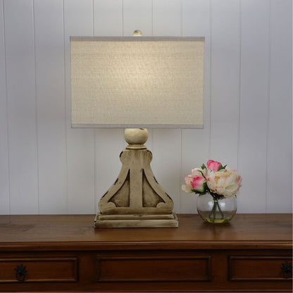 Provence Complete Wood-tone Resin Table Lamp with White Shade