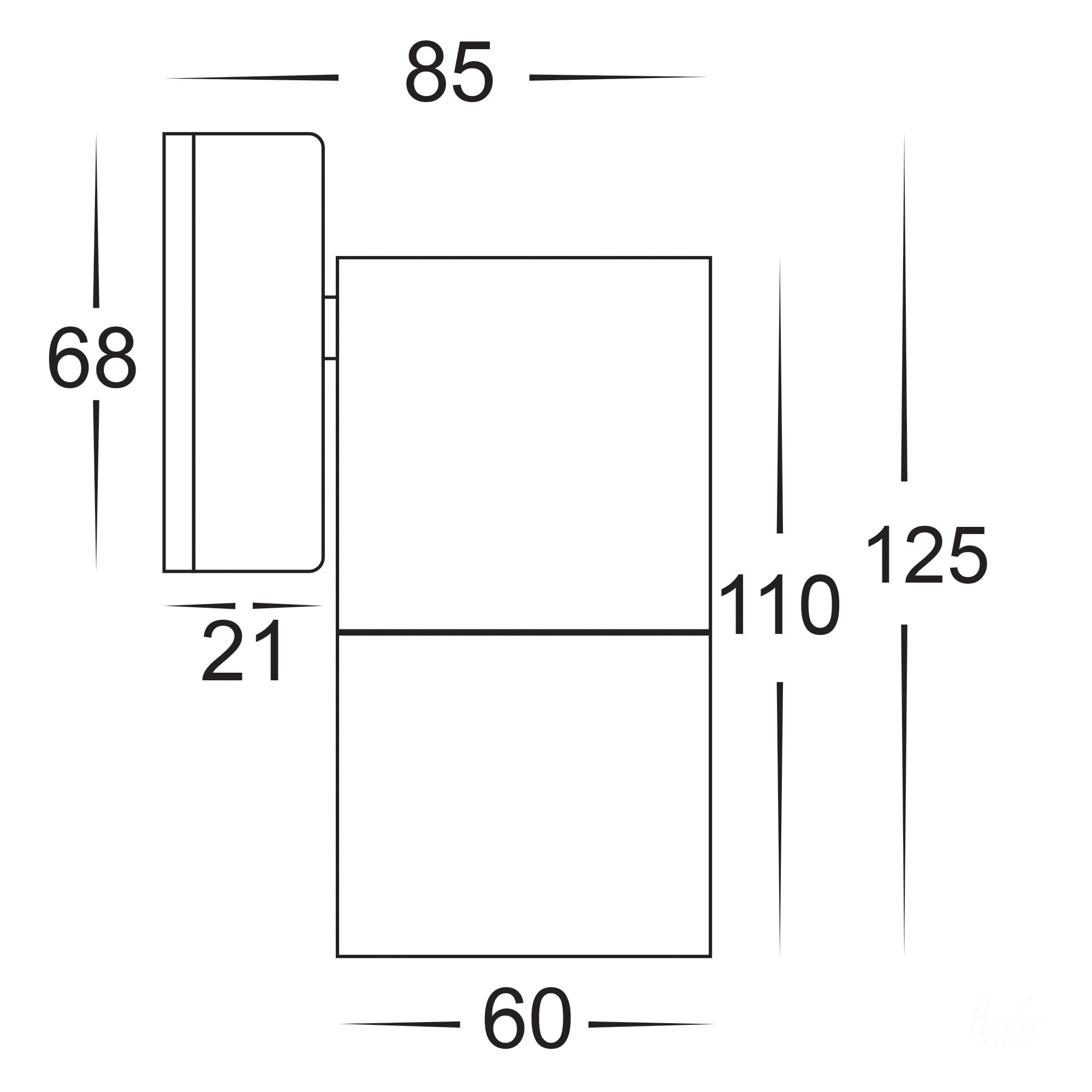 HV1105T-HV1107T - Tivah 316 Stainless Steel TRI Colour Fixed Down Wall Pillar Lights