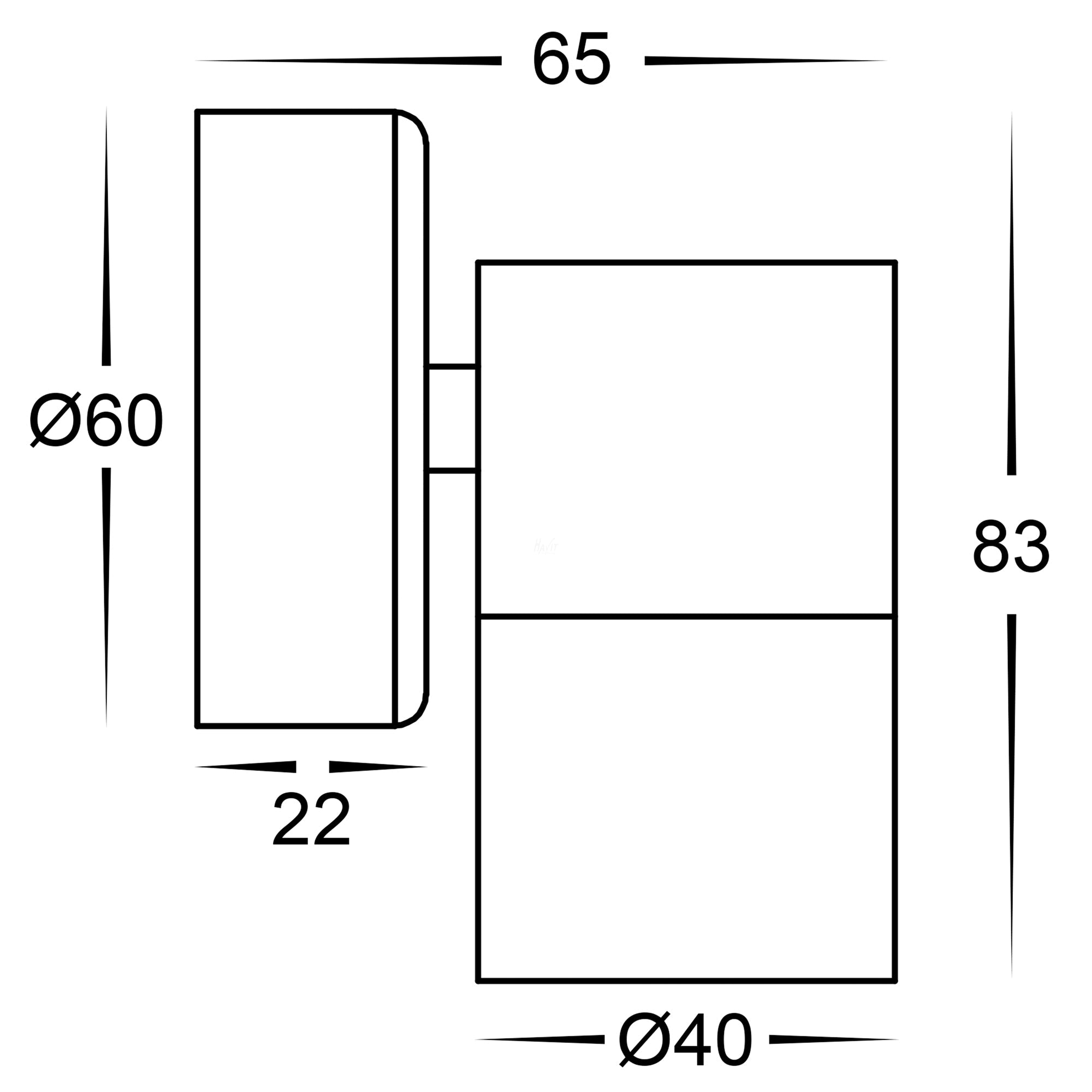 HV1127MR11NW - Mini Tivah Black Fixed Down Wall Pillar Lights