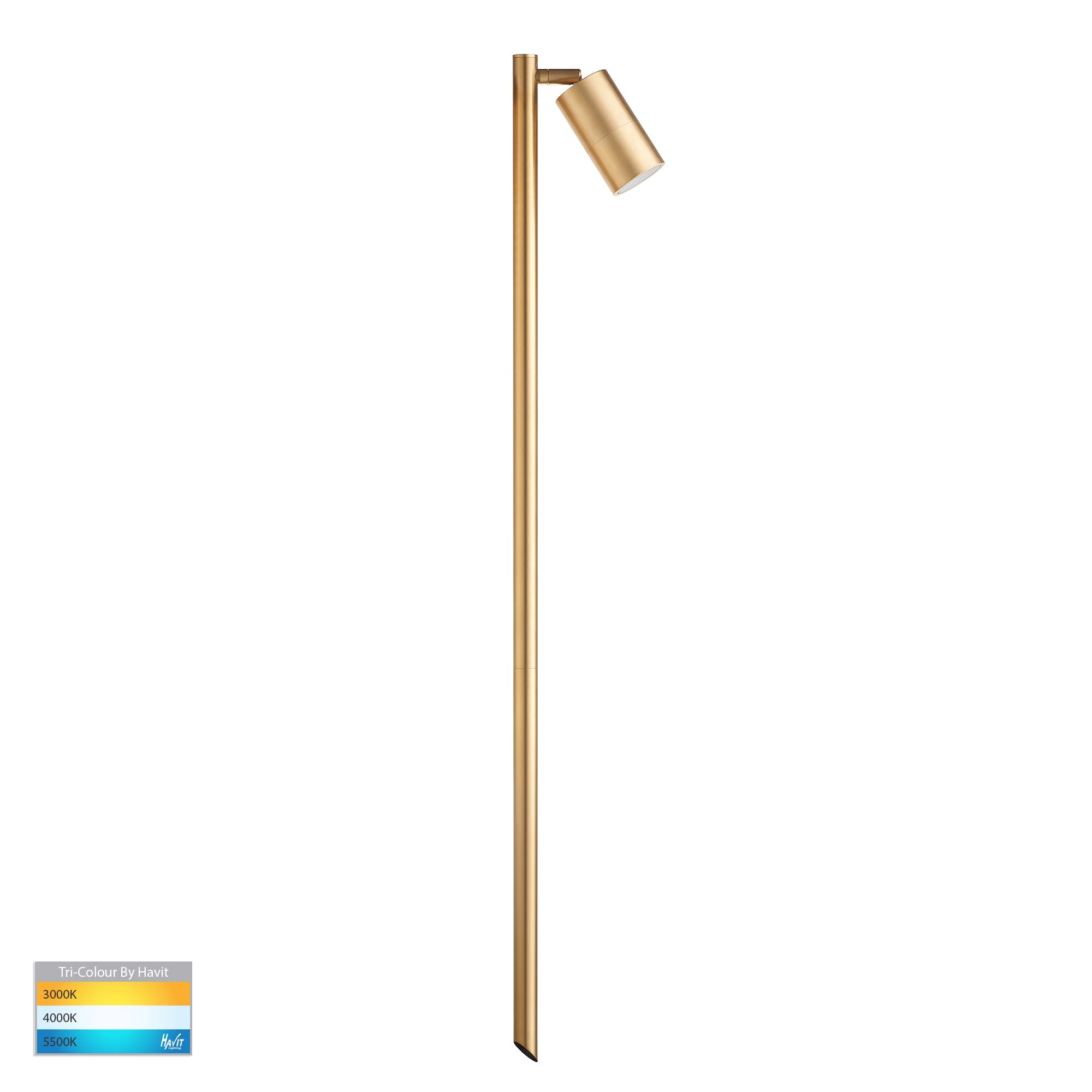 HV1403T-BR - Tivah Solid Brass TRI Colour Single Adjustable LED Bollard Spike Light