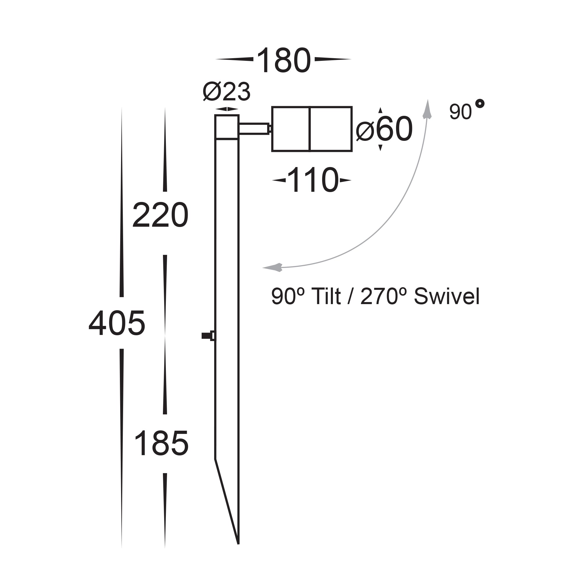 HV1407T-BR- Tivah Solid Brass TRI Colour Single Adjustable LED Spike Light