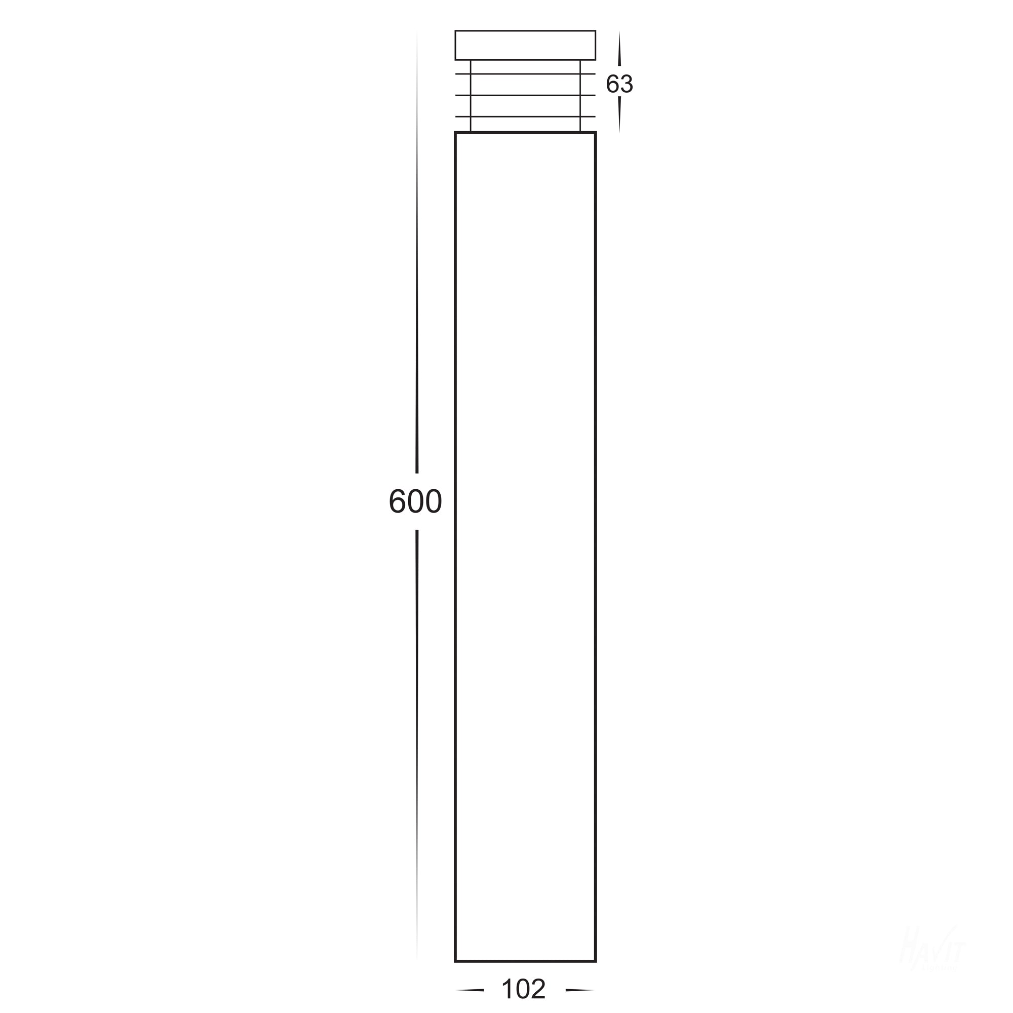 HV1606T-BLK - Maxi 600 Black TRI Colour LED Bollard Lights