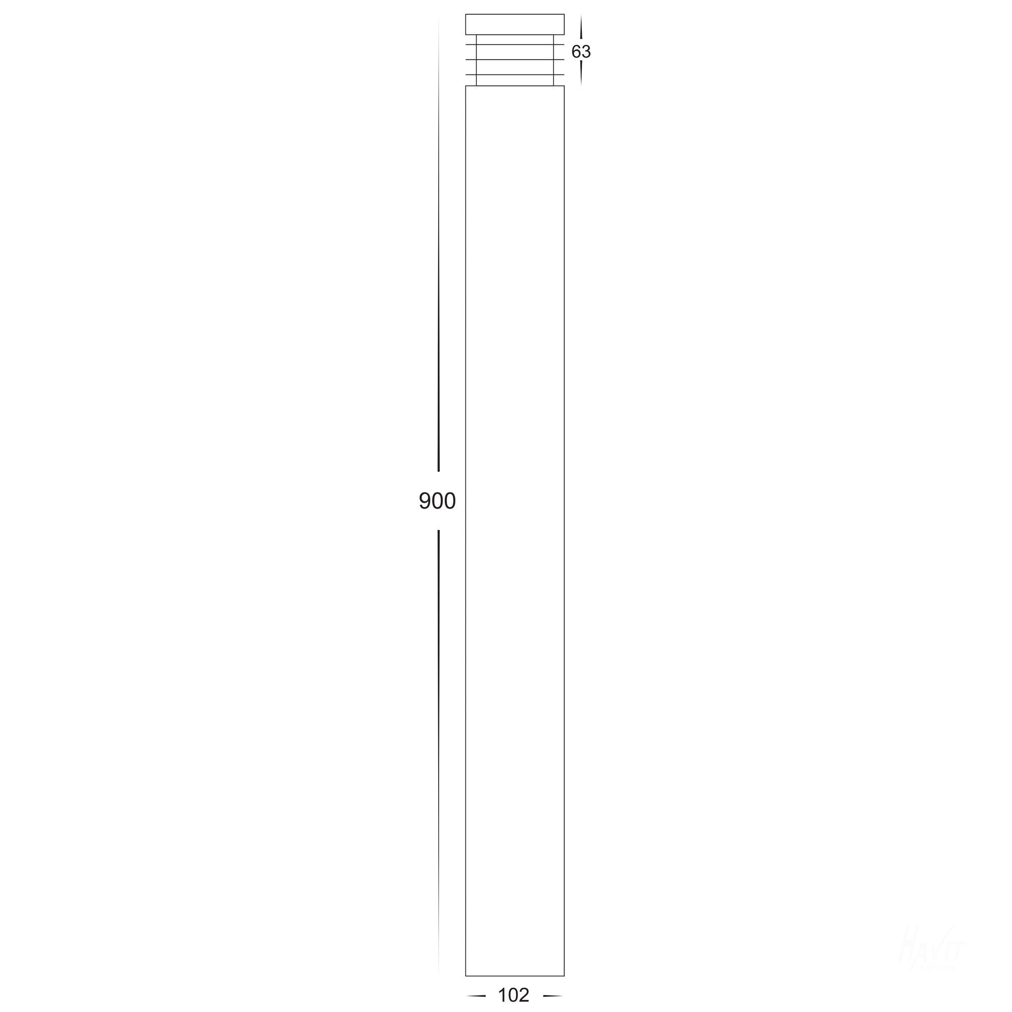 HV1608T-BLK - Maxi 900 Black TRI Colour LED Bollard Light