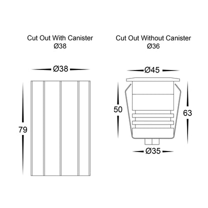 HV2893T-BLK-12V -  Dek Black 316 Stainless Steel LED Deck or Inground Light