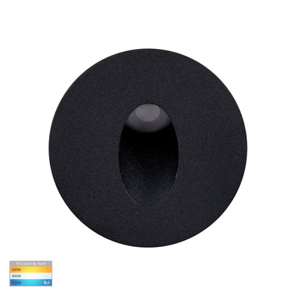 HV3206T-BLK-12V - Mini Reces Black Round TRI Colour Recessed LED Step Light