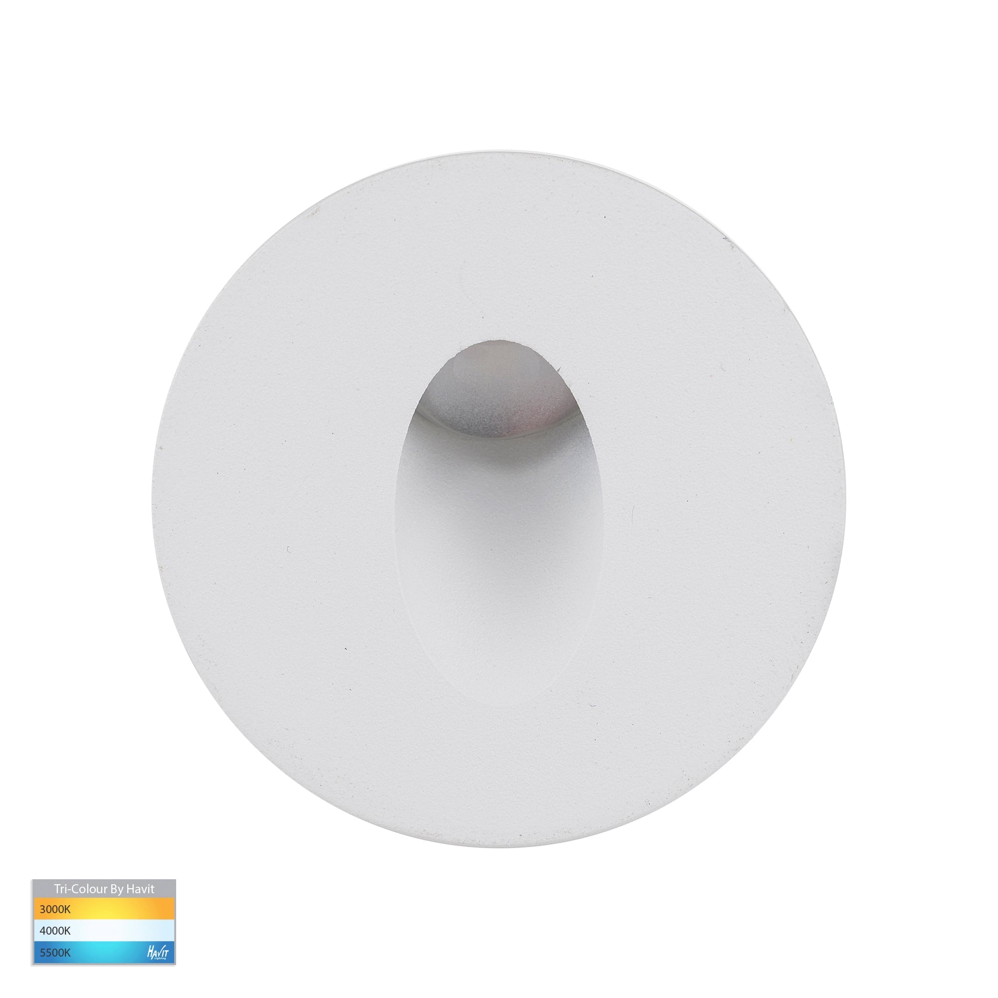 HV3206T-WHT-12V - Mini Reces White Round TRI Colour Recessed LED Step Light