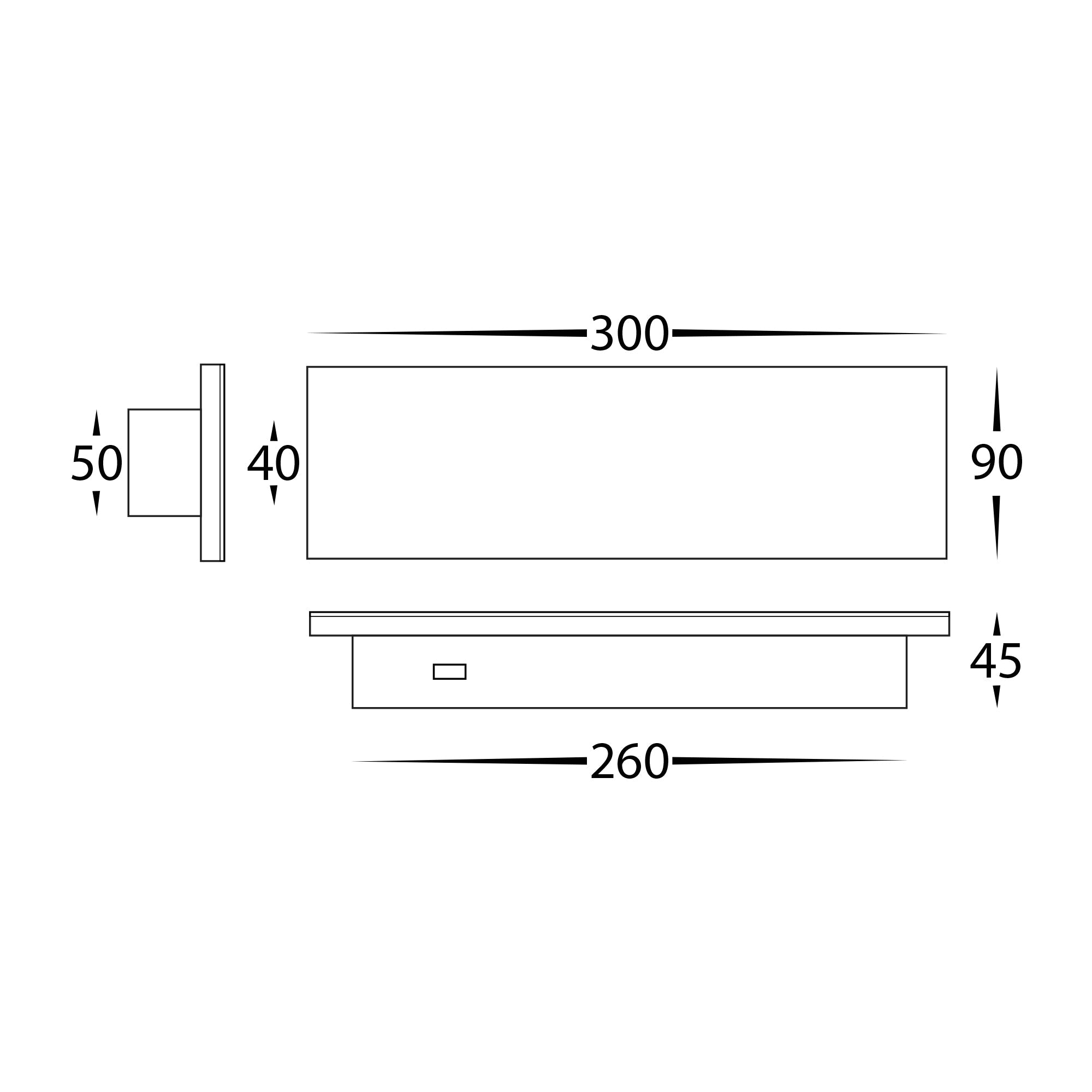 HV3571T-WHT - Barline Shadow Aluminium White 300mm Wall Light