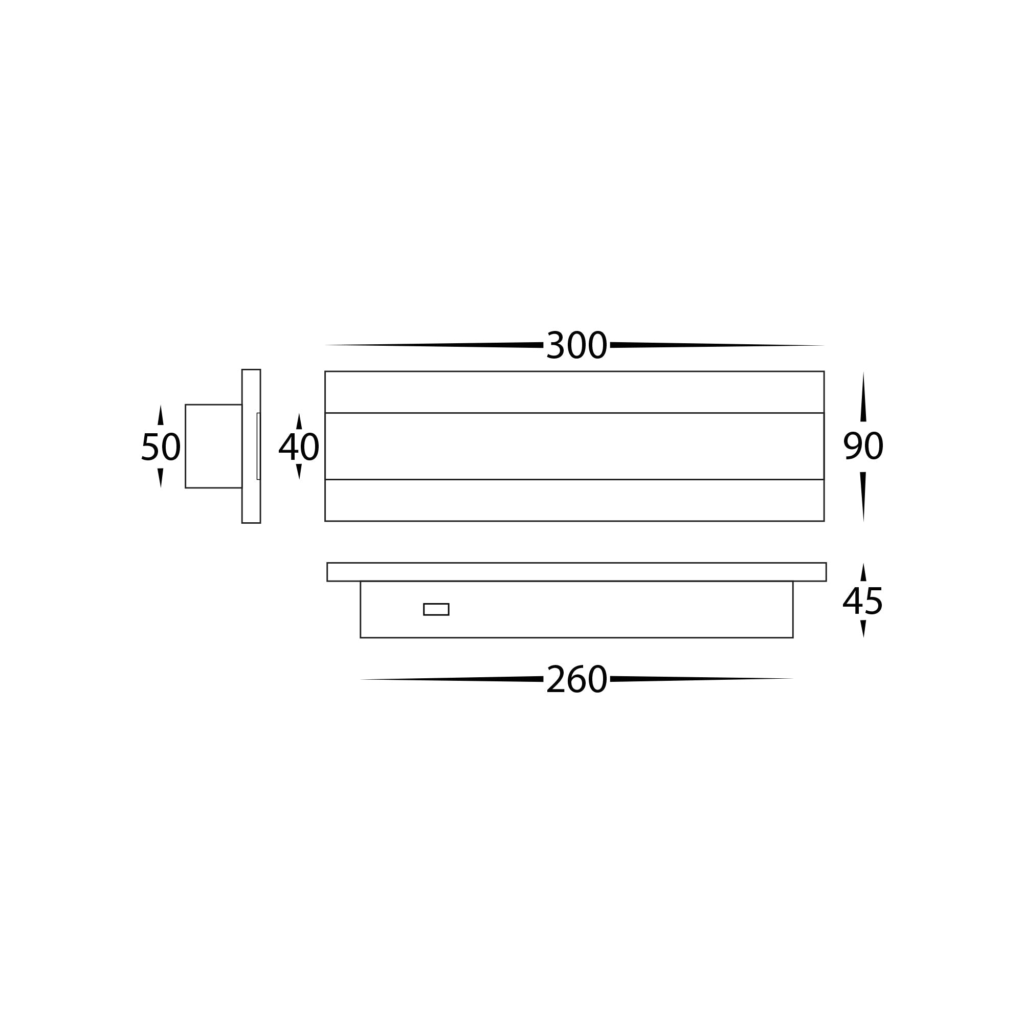 HV3581T-BLK - Barline Aluminium Black 300mm Wall Light