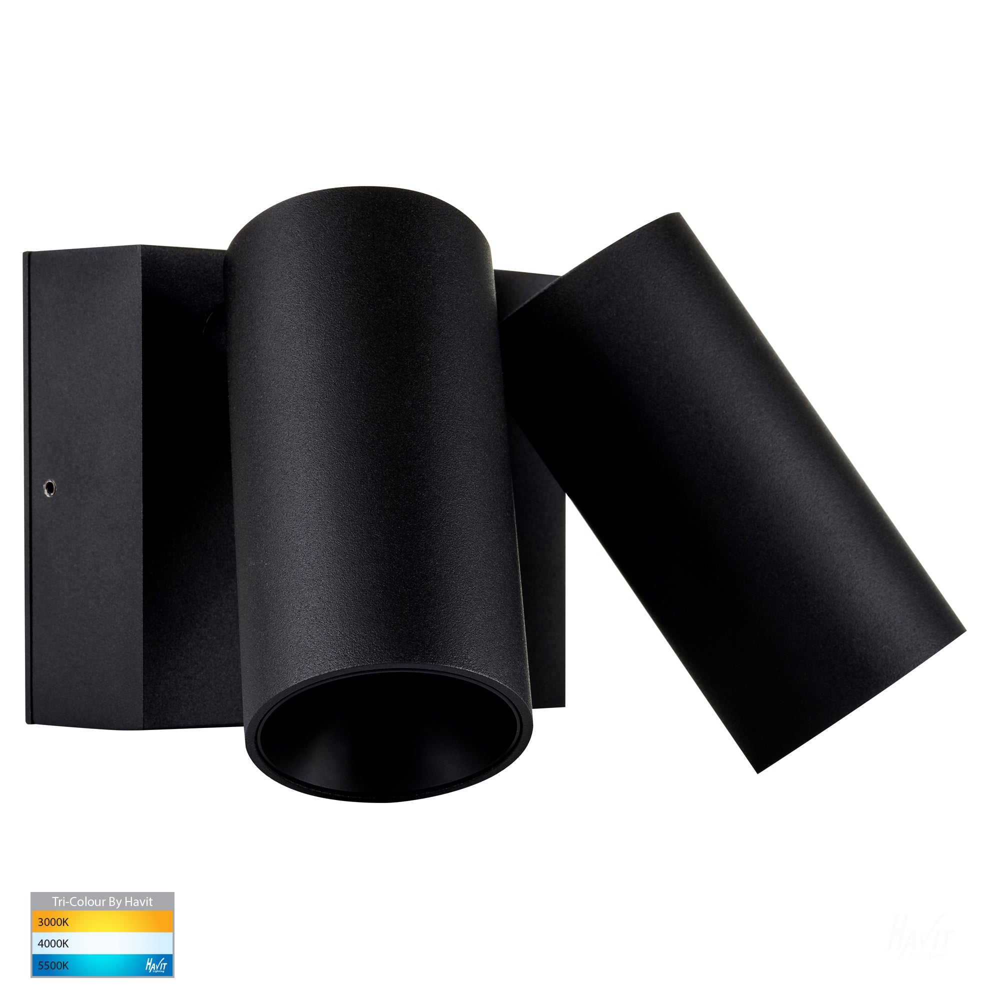 HV3684T-BLK - Revo Black Double Adjustable Wall Light With Sensor