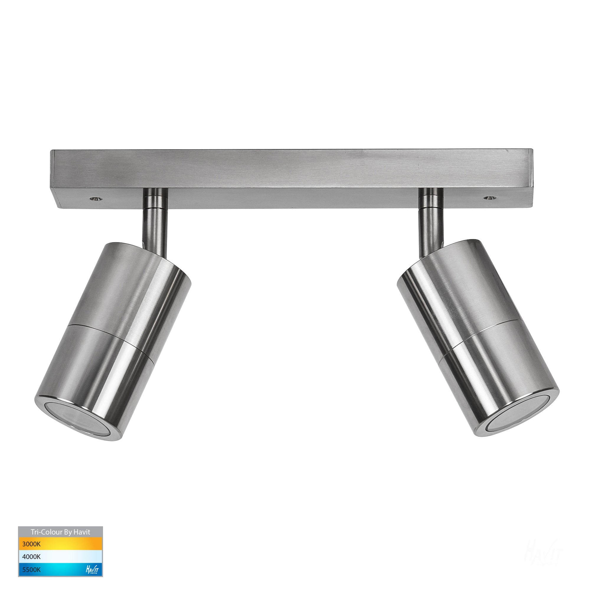 HV4001T-2-TTM - Tivah Titanium Aluminium 2 Light TRI Colour LED Bar Lights