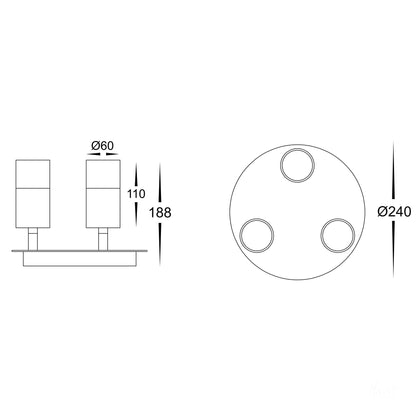 HV4001T-3-TTM-RND - Tivah Titanium Aluminium 3 Light Round Plate