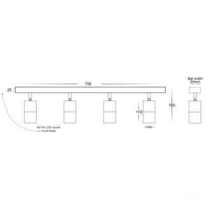 HV4001T-4-TTM - Tivah Titanium 4 Light TRI Colour LED Bar Lights