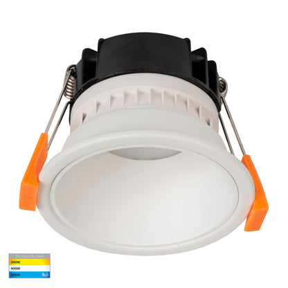 HV5529T-WW - Gleam White with White Insert Tri Colour Fixed Deep LED Downlight