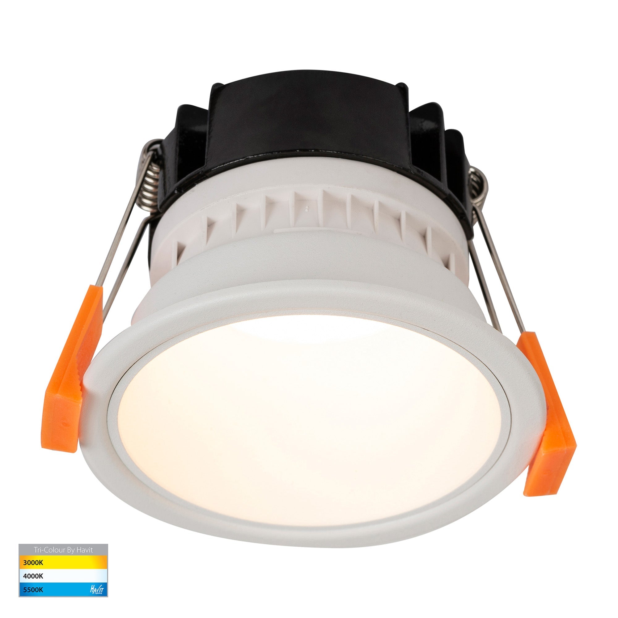 HV5529T-WW - Gleam White with White Insert Tri Colour Fixed Deep LED Downlight