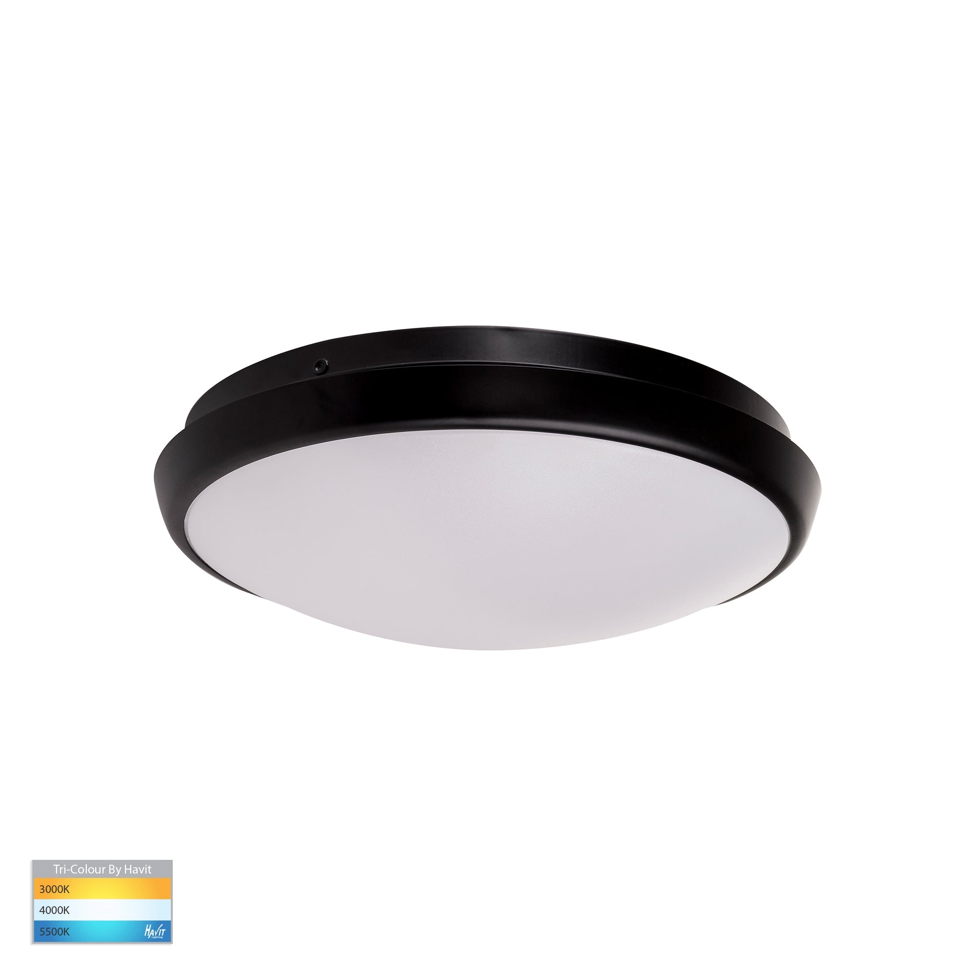 HV5887T-BLK - Ostron Black 12w LED Ceiling Mounted Oyster Light