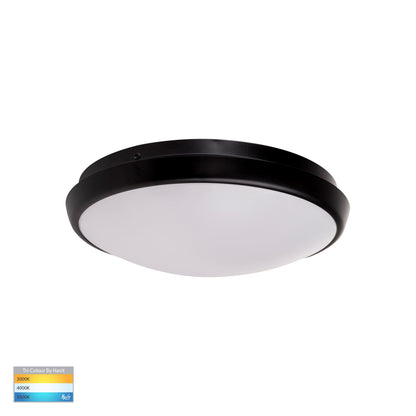 HV5887T-BLK - Ostron Black 12w LED Ceiling Mounted Oyster Light