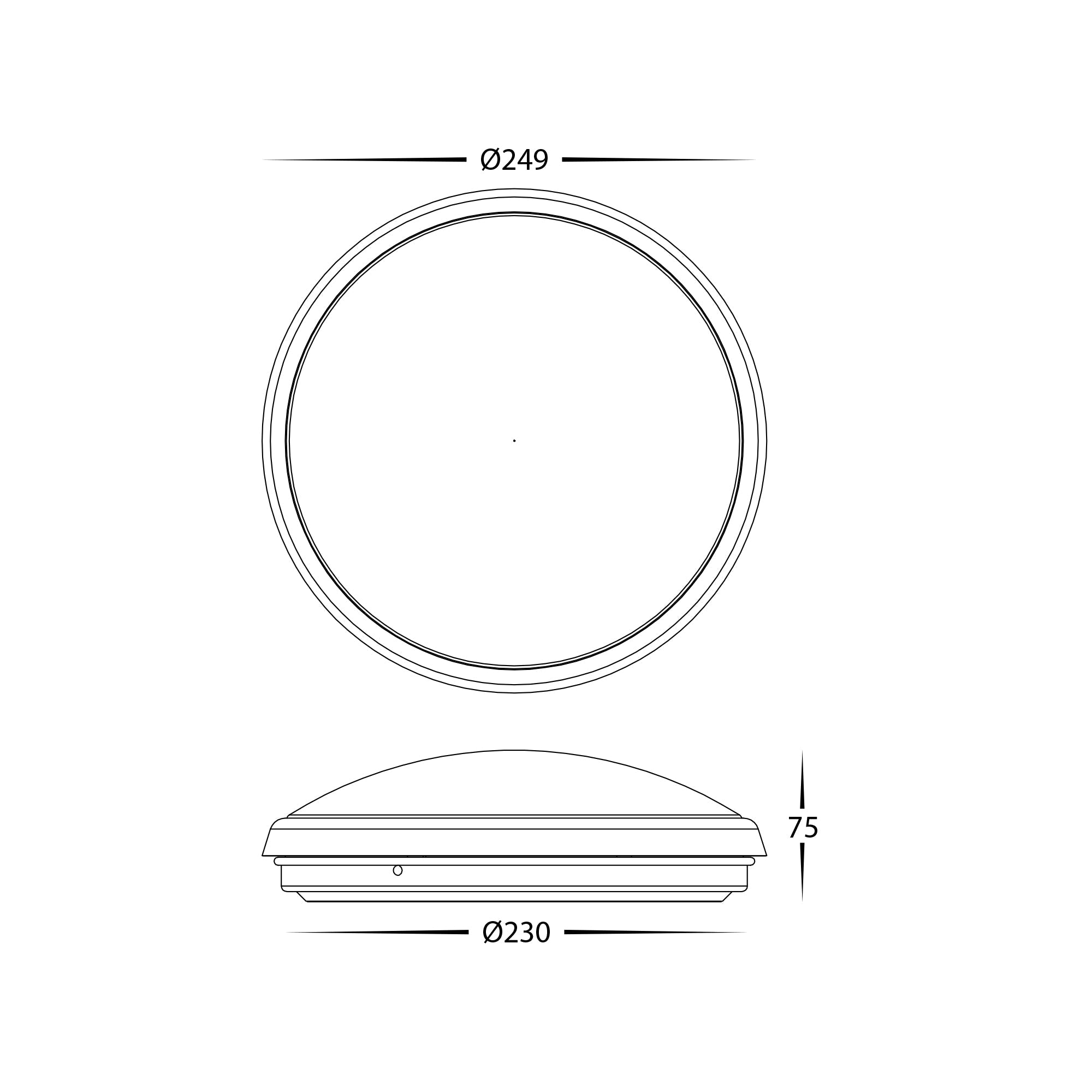 HV5887T-BLK - Ostron Black 12w LED Ceiling Mounted Oyster Light