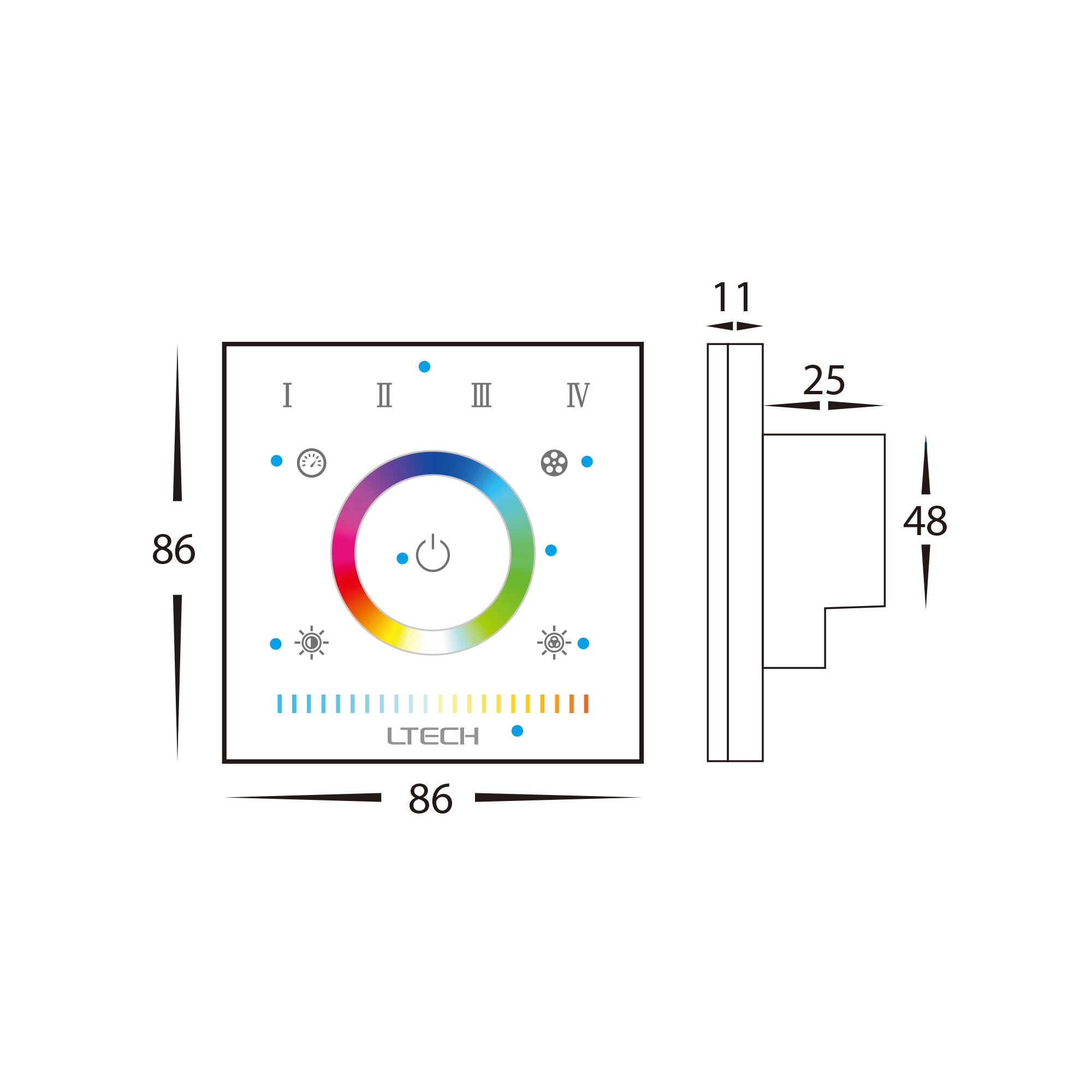 HV9101-E5S - RGBCW LED Strip Touch Panel