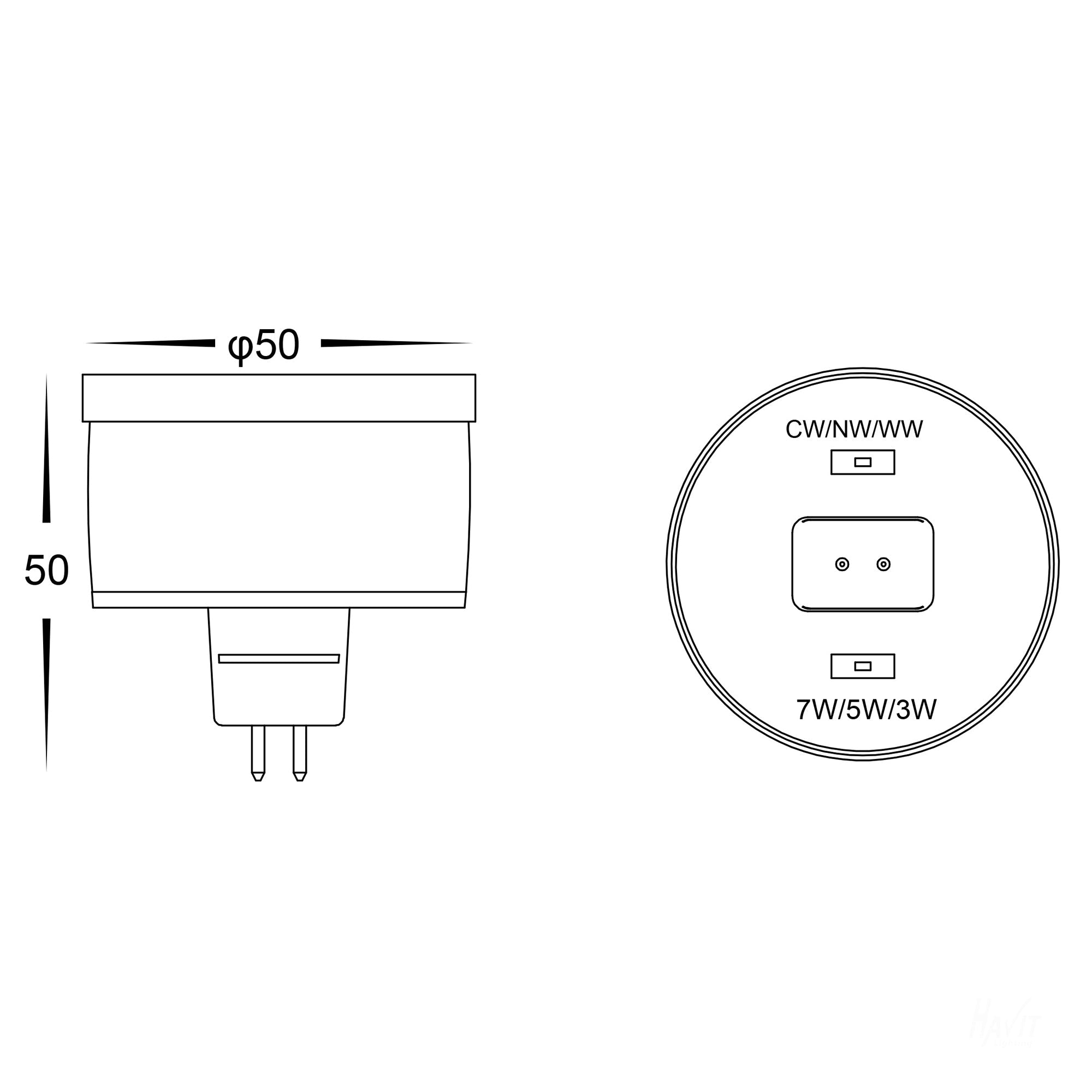 HV9507 - TRI- Colour 9in1 12v DC MR16 LED Globe