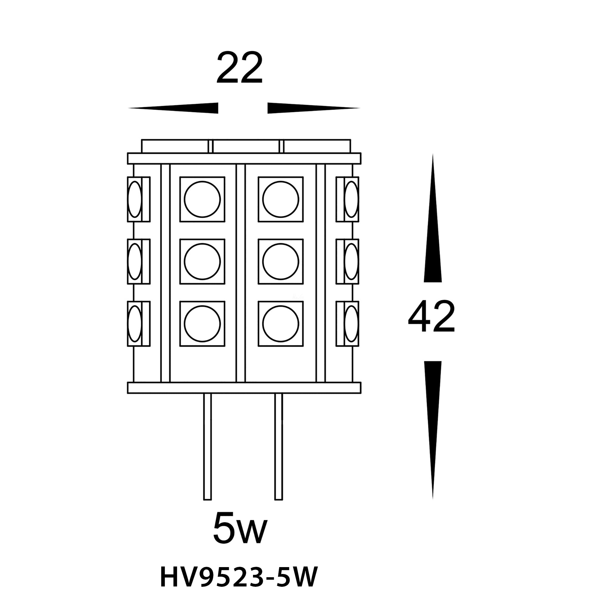 HV9523-5W-HV9529-5W - 5w G4 12v DC LED Bi Pin Globe