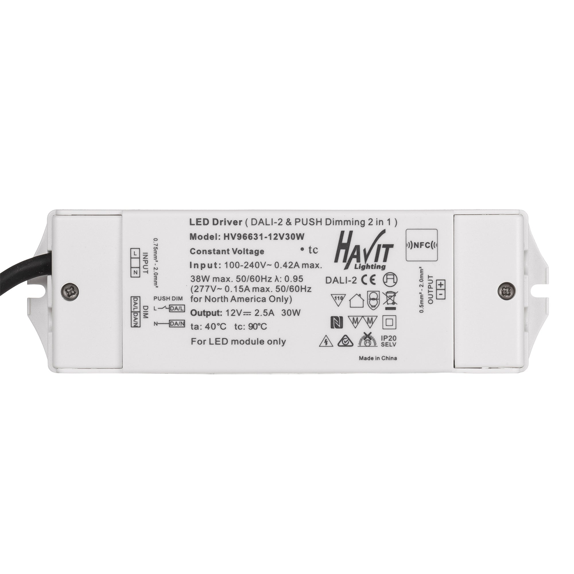 HV96631-12V30W | HV96631-24V30W - 30W Dali + Push Dim Dimmable LED Driver