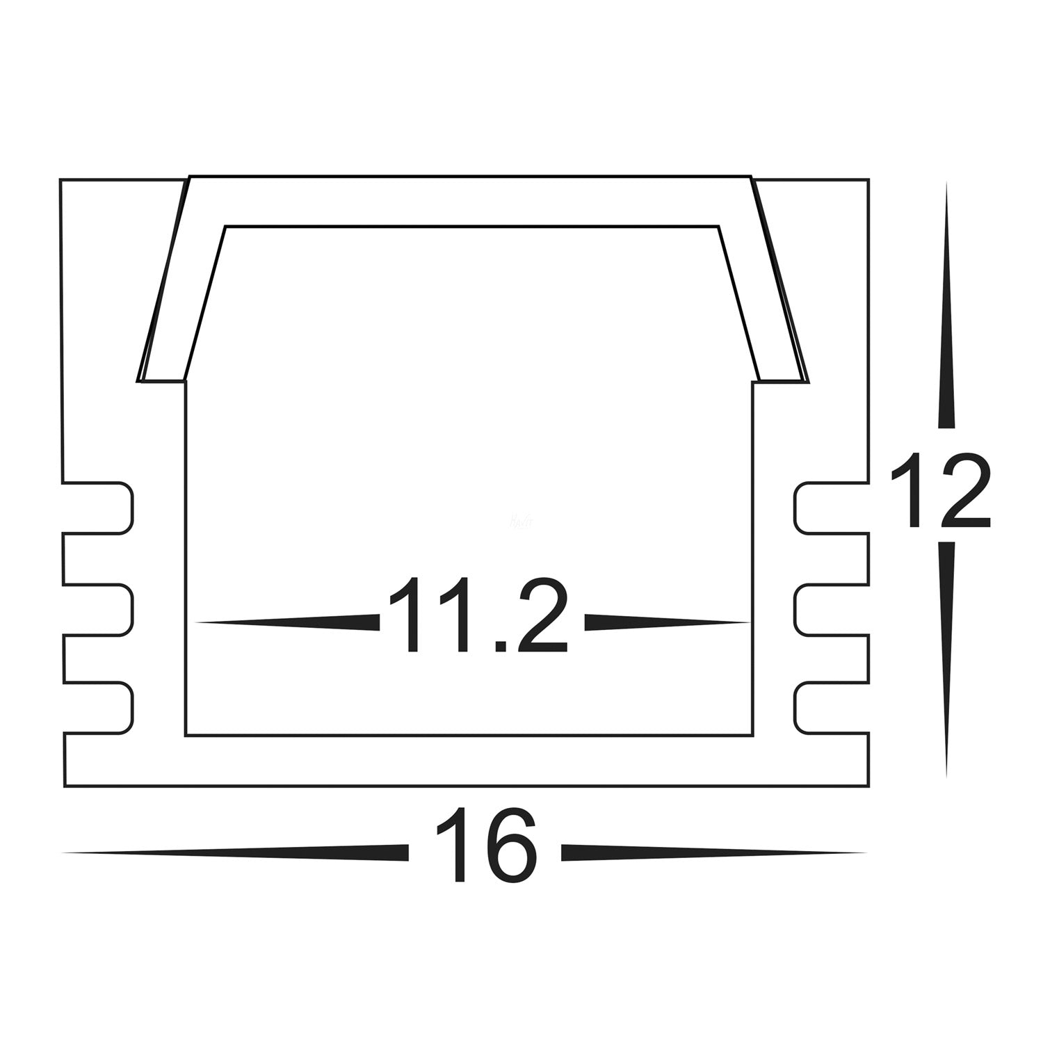 HV9693-1612-BLK - Black Shallow Square Aluminium Profile