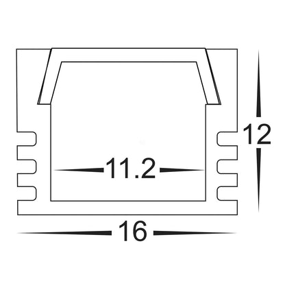 HV9693-1612-BLK - Black Shallow Square Aluminium Profile