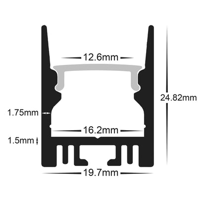 HV9693-2025-WHT - Suspended or Surface Mounted White Aluminium Profile