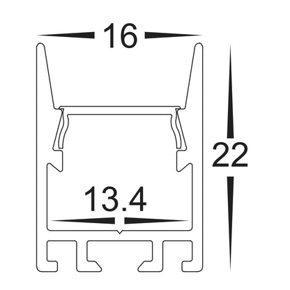 HV9693-1622-WHT - Shallow Square Aluminium Profile