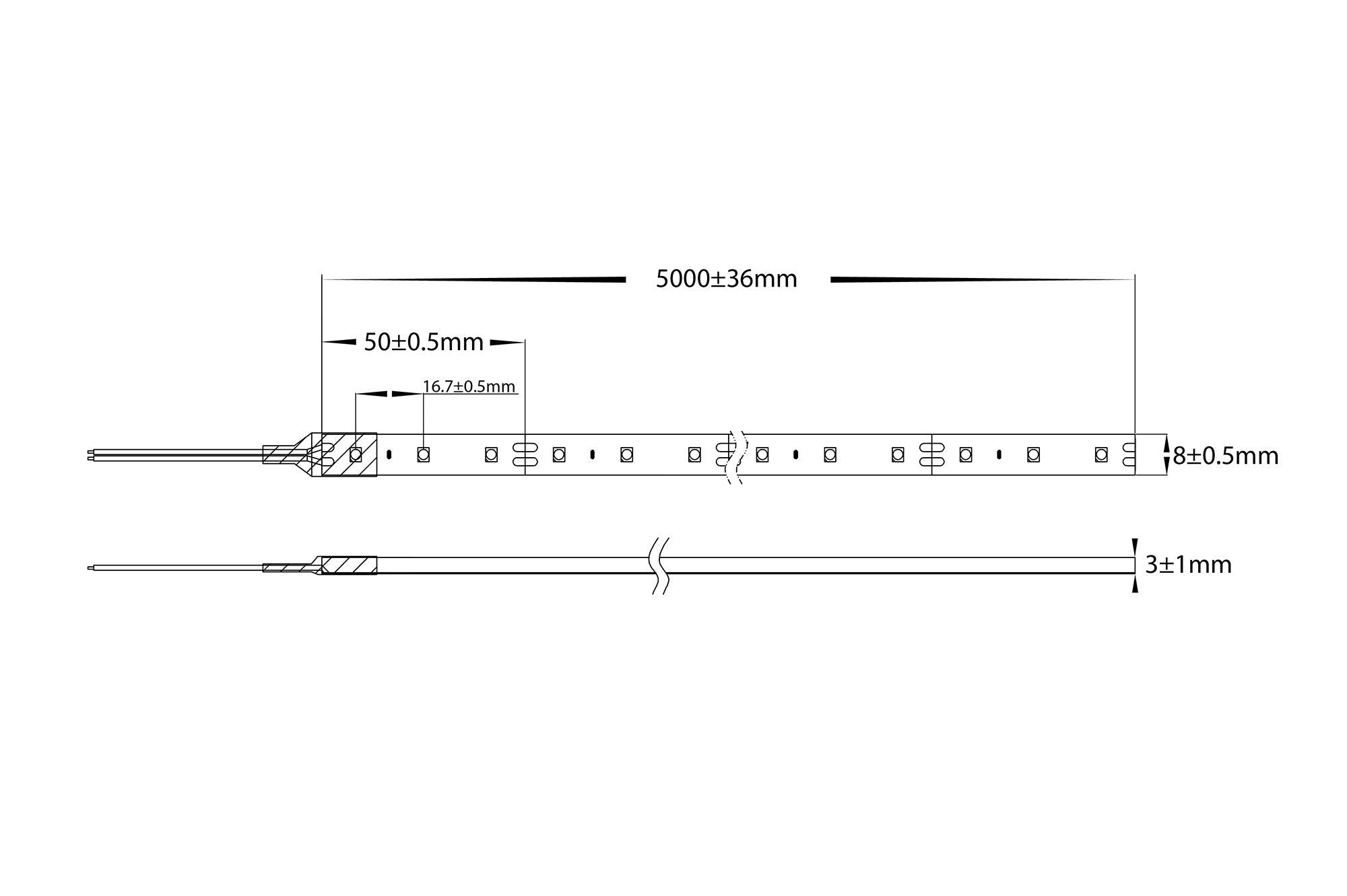 HV9723-IP54-60-3K - 4.8w 12v DC IP54 LED Strip 3000k