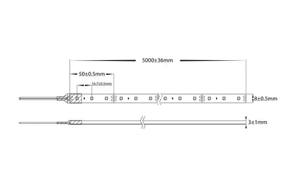 HV9723-IP54-60-3K - 4.8w 12v DC IP54 LED Strip 3000k