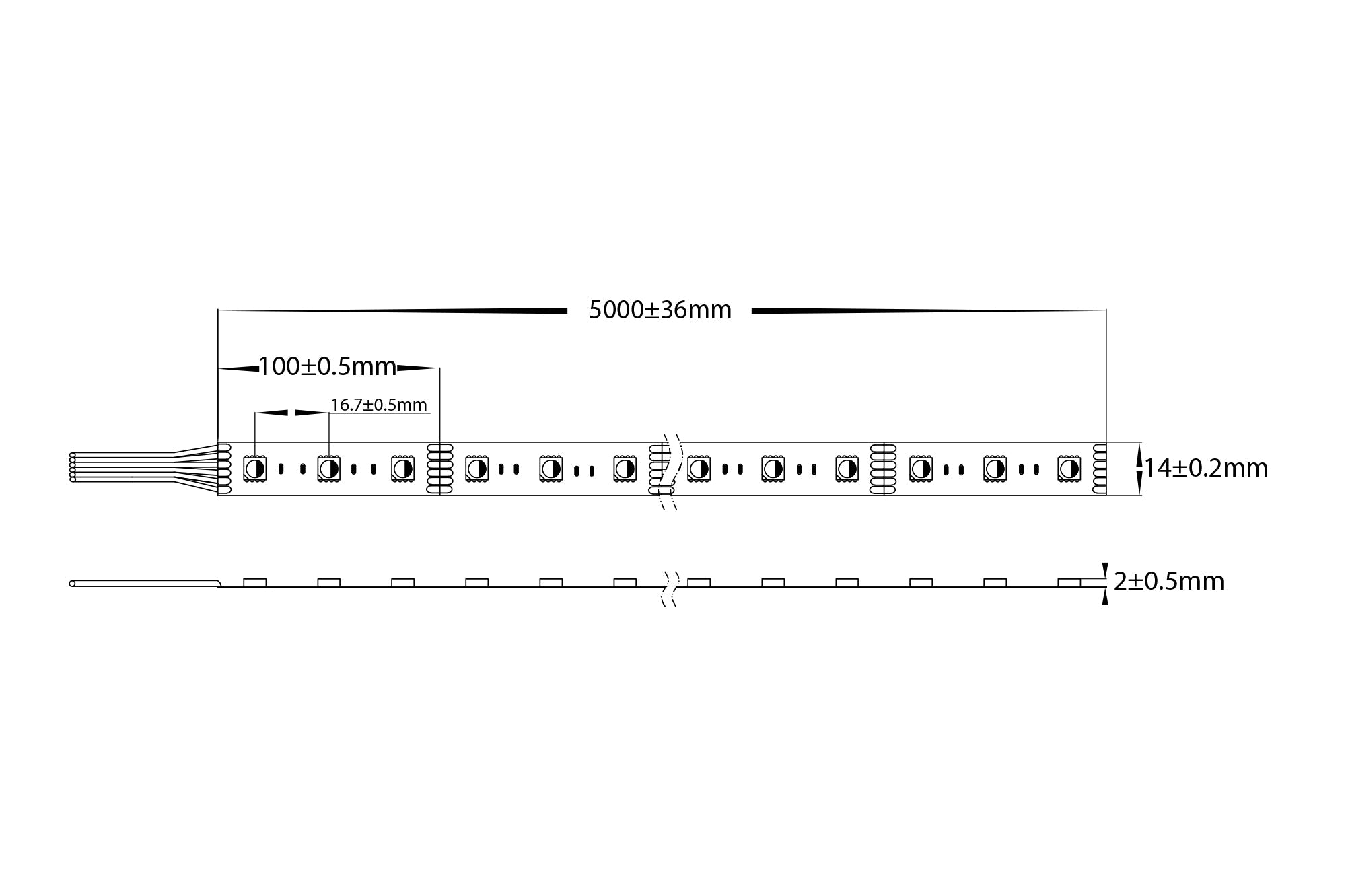 HV9752-IP20-60-RGBCW - 24w IP20 RGB + 3000k + 5500k LED Strip (RGBCW)